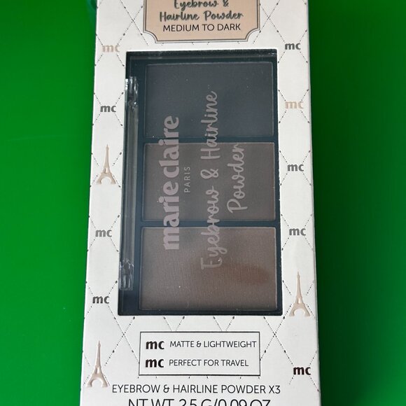 MARIE CLAIRE PARIS -EYEBROW & HAIRLINE POWDER - MEDIUM TO DARK - TALC FREE - Picture 2 of 4